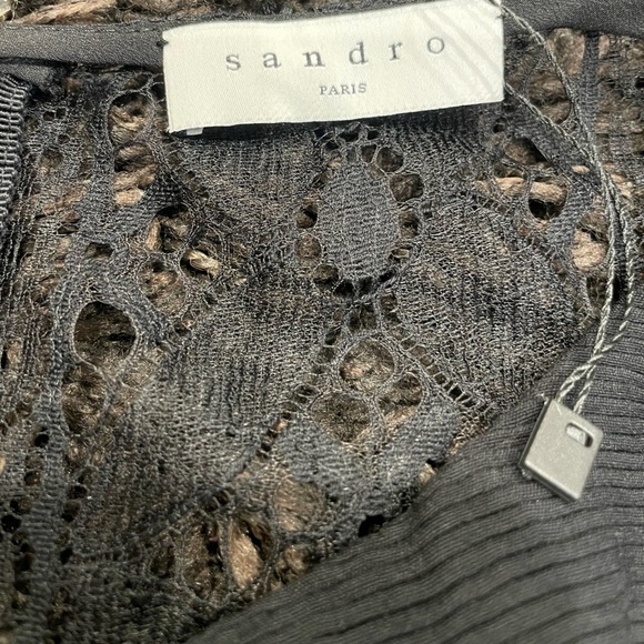 Sandro Black Dress with Lace Back, Size 38 - Picture 4 of 9